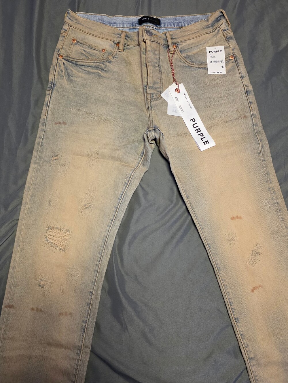 Purple Brand P001 P001 Super Light Oil Repair Jeans Size 34 Brand New Authentic